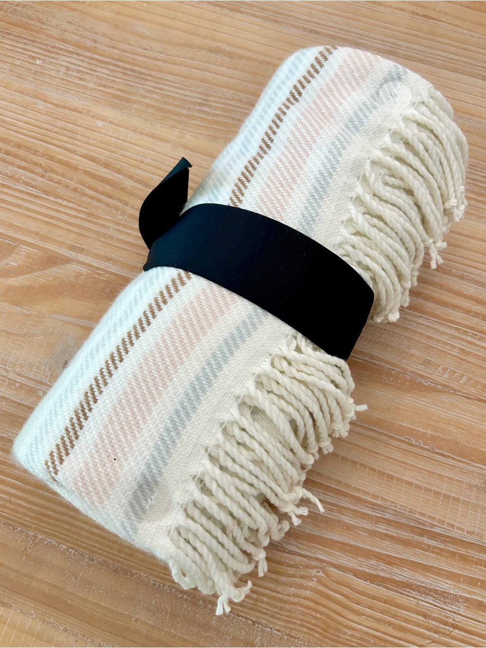 [RARE / SOLD OUT] Hearth & Hand Cozy Stripe Throw Blanket Green Tan NWT - Picture 3 of 5